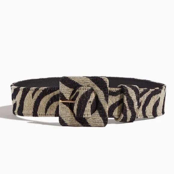 Lizzie Fortunato Agnes Zebra Chenille Belt Black Natural Size XS/S NWT $275 main image 5